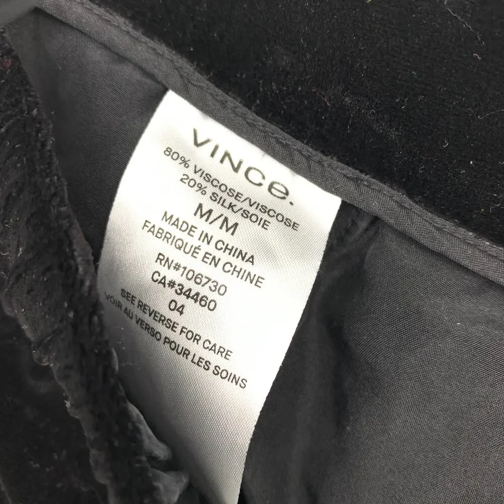Vince Pants Women's Size Medium High Waist Pull On Velvet Silk Black - Picture 6 of 6